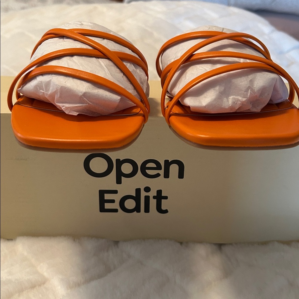 Open Edit Women's Strappy Bright Orange Sandals size 9.5 - Picture 5 of 8